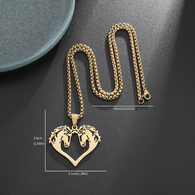 Horse head heart necklace Dream Horse