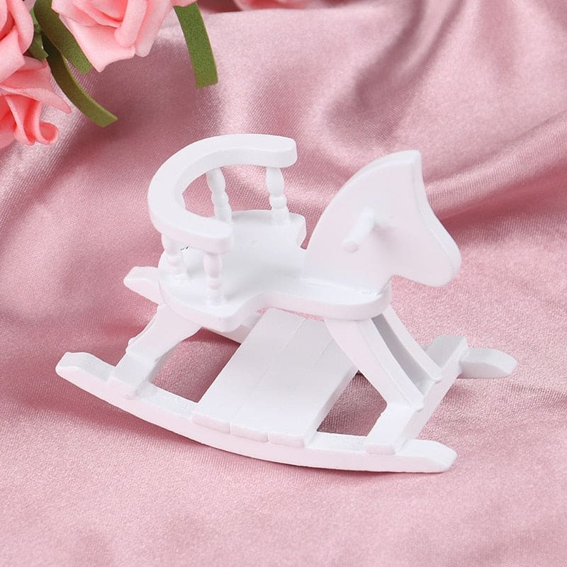 White wooden horse rocking (Miniature) - Dream Horse