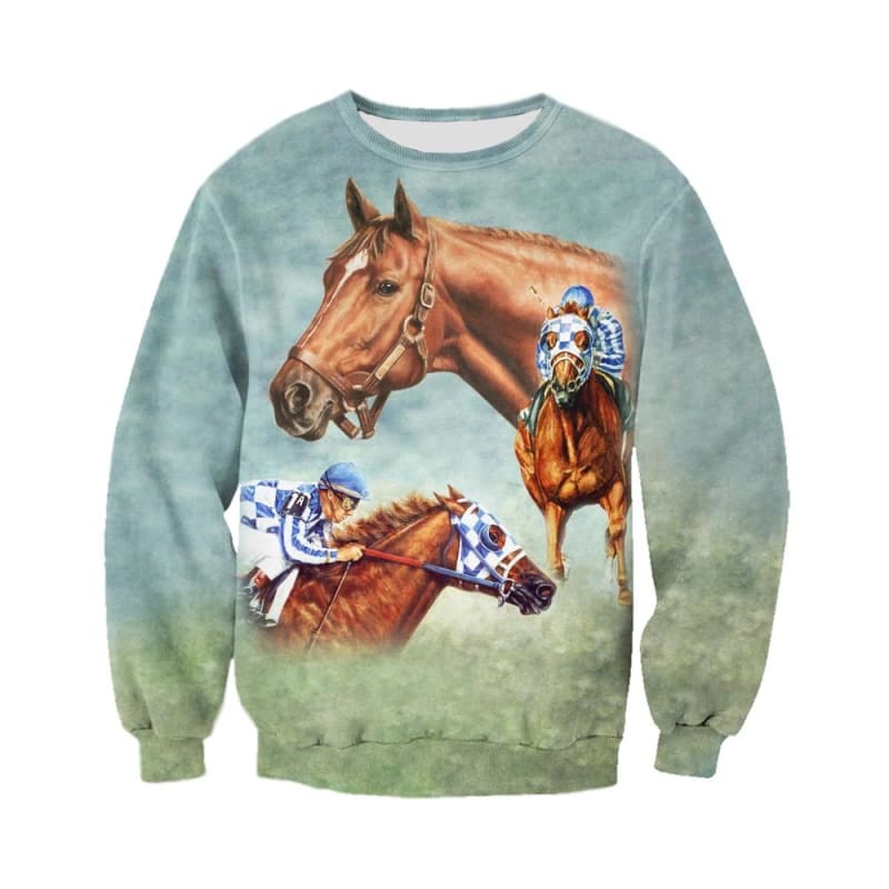 KS-QON BENG A Beautiful Horse in The Water Men's Sweatshirts Crewneck  Pullover Casual Sweater Style : Clothing, Shoes & Jewelry 