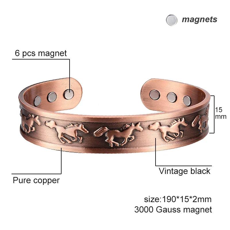 Copper horse bracelet