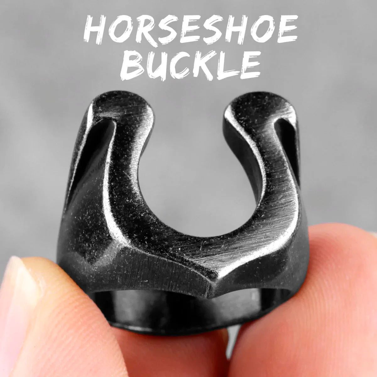 Real black horse shoe ring