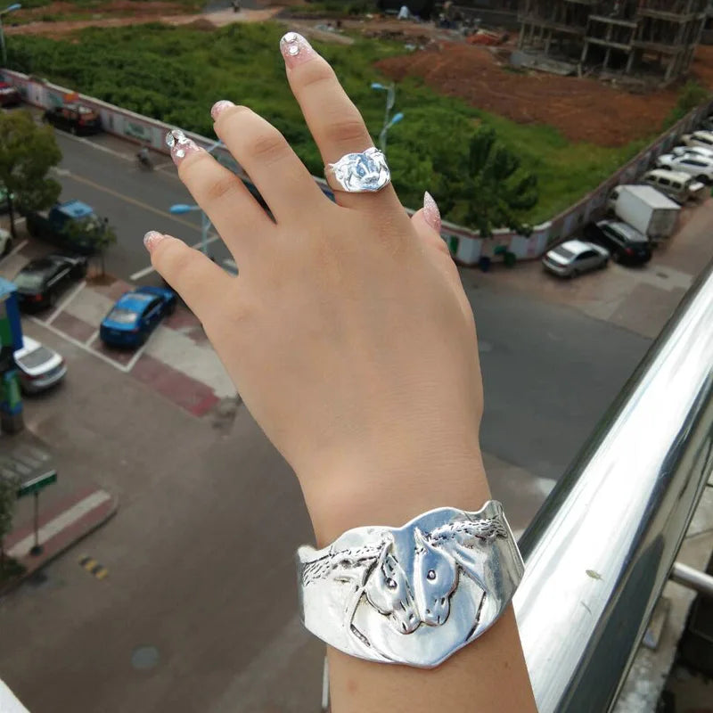Engraved horse bracelet
