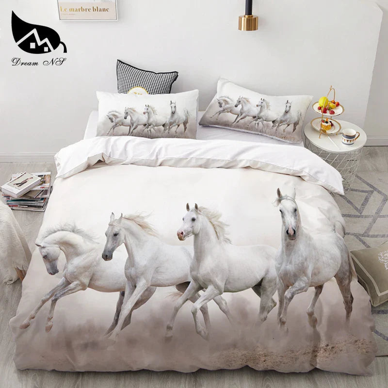 Horse double bed quilt cover