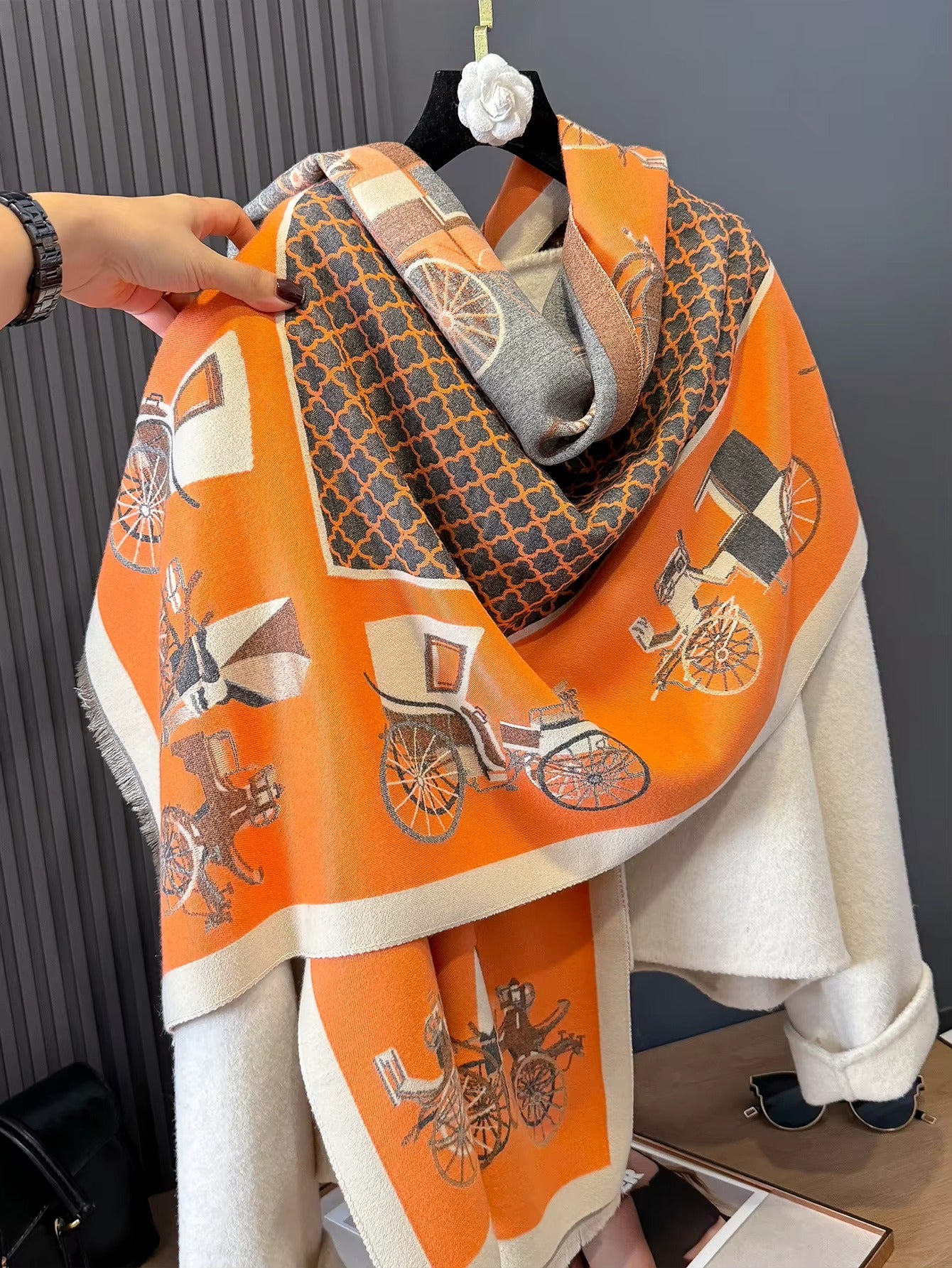 Horse drawn carriage silk scarf