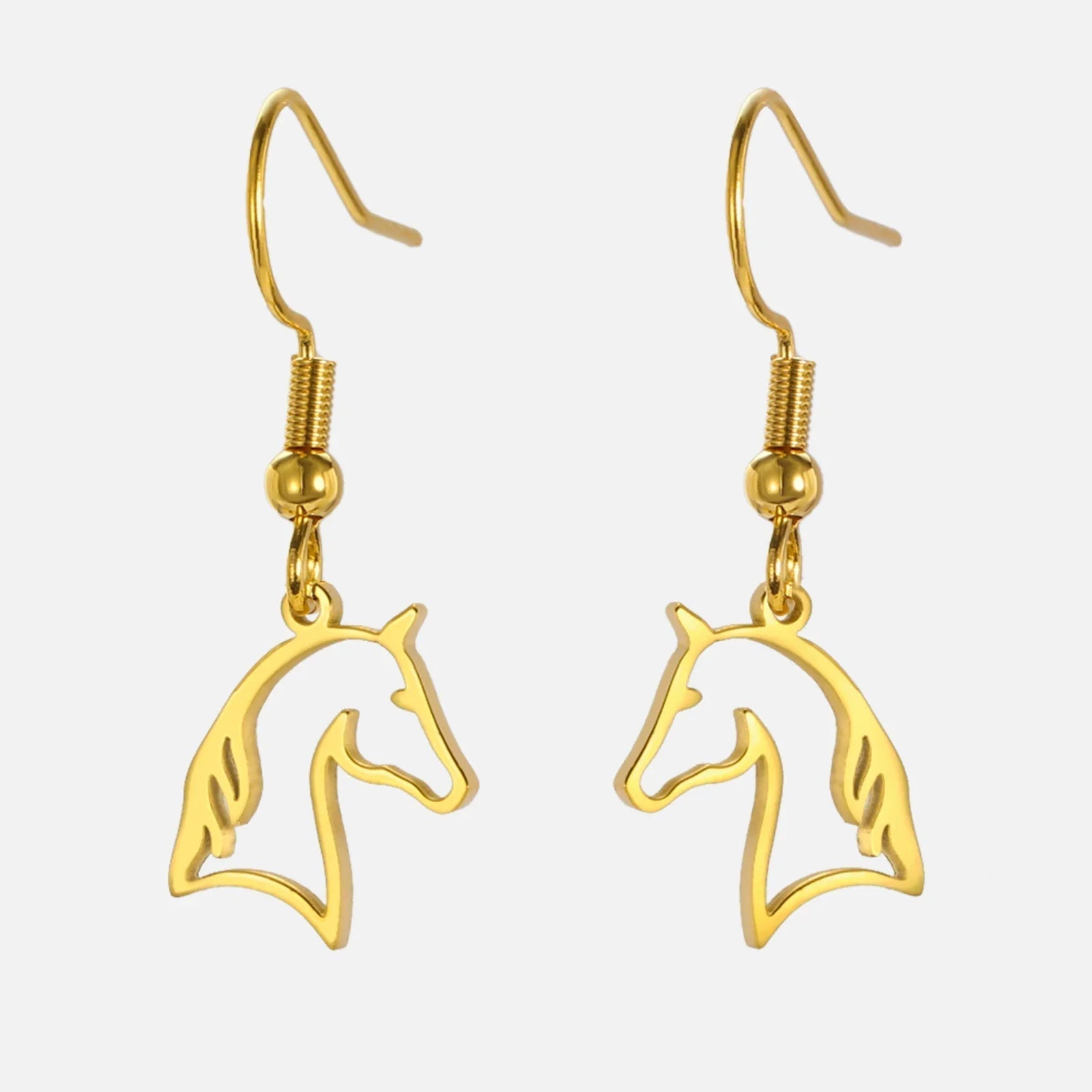 Gold horse head earrings