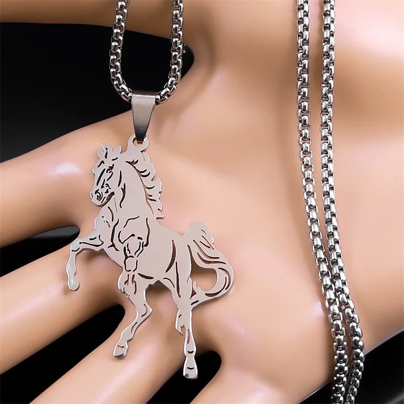 Jumping horse necklace