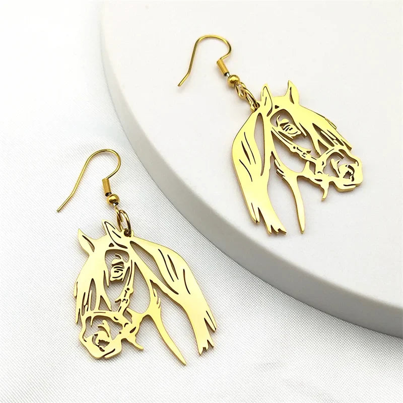 Children's gold horse earrings