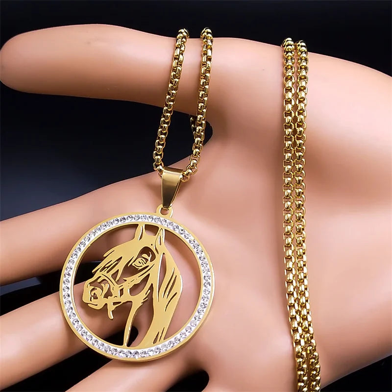 Gold horse head necklace