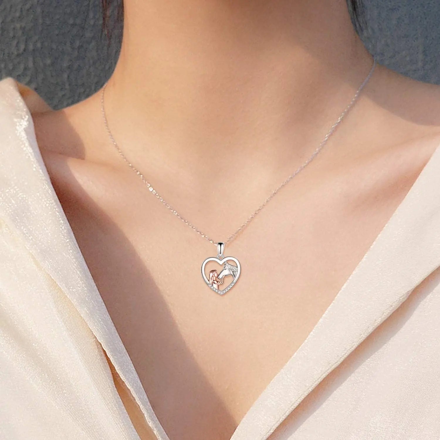 Children's silver horse necklace