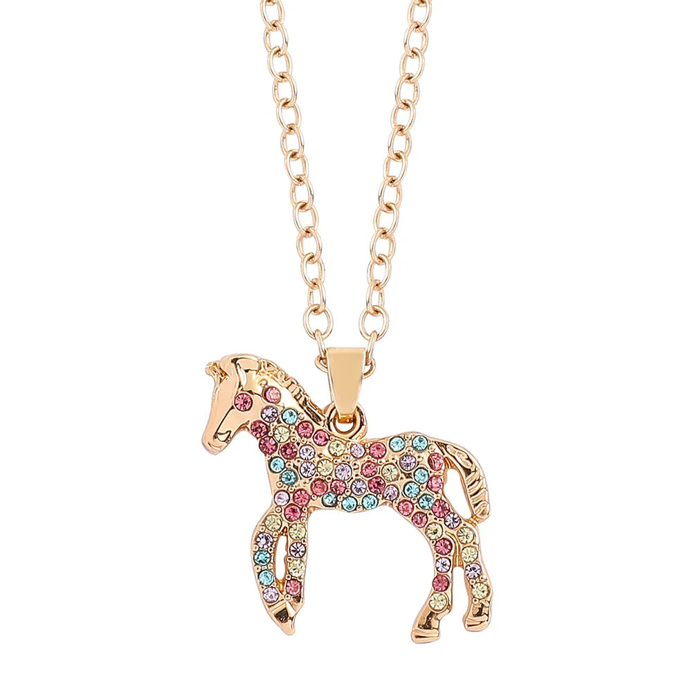 Crystal horse necklace