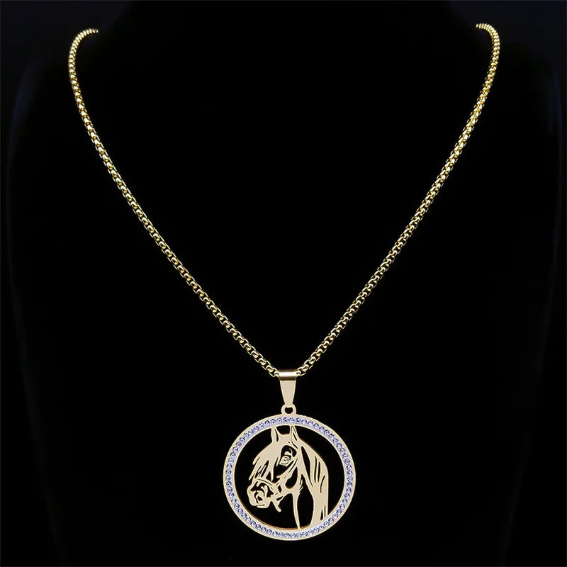 Gold horse head necklace
