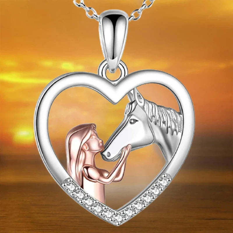Children's silver horse necklace