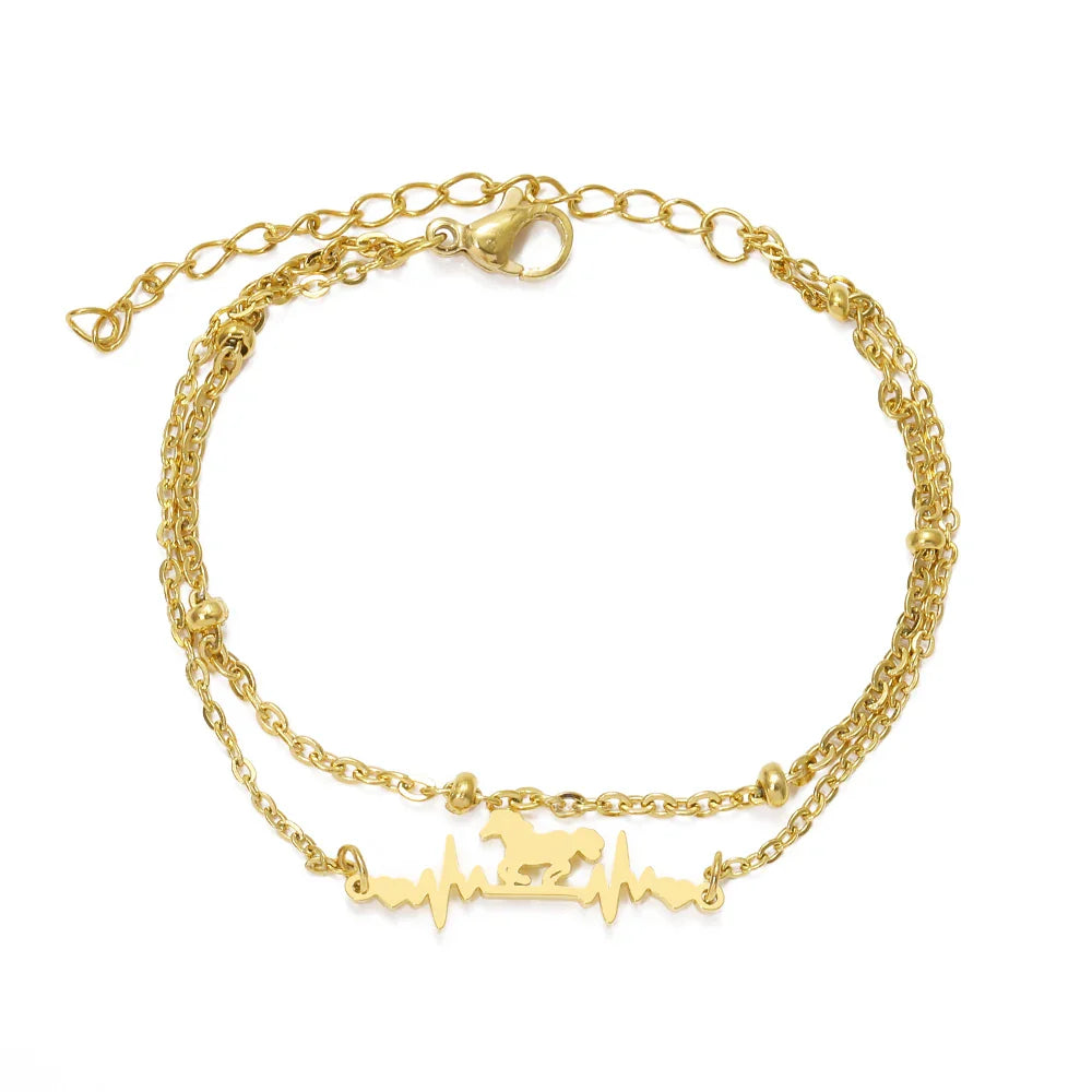 Gold horse charm bracelet