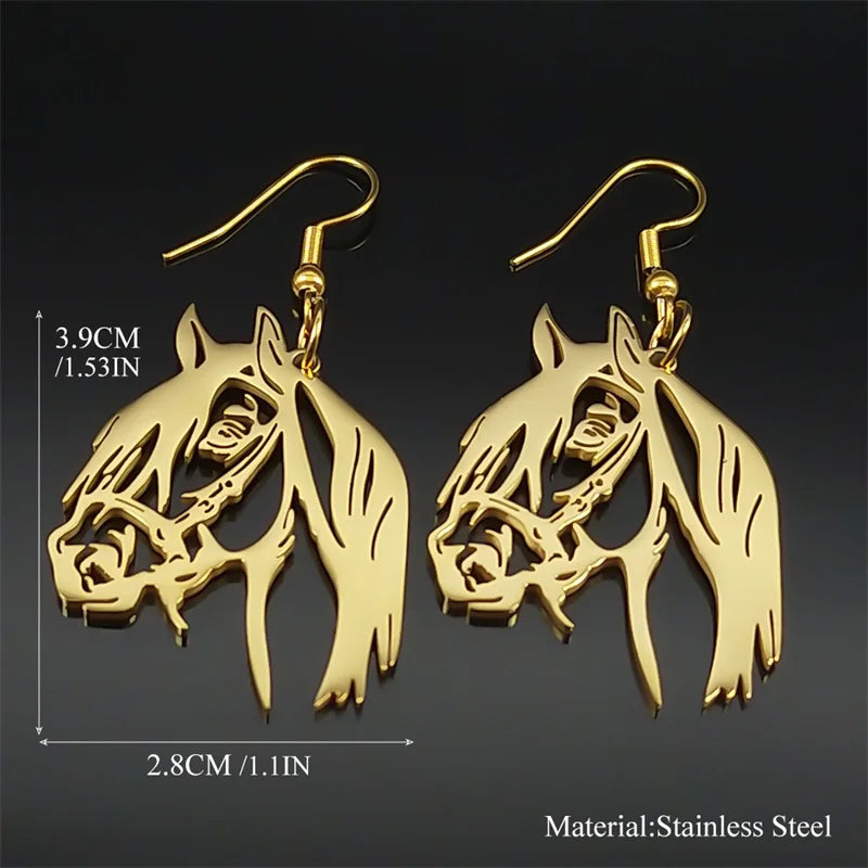 Children's gold horse earrings