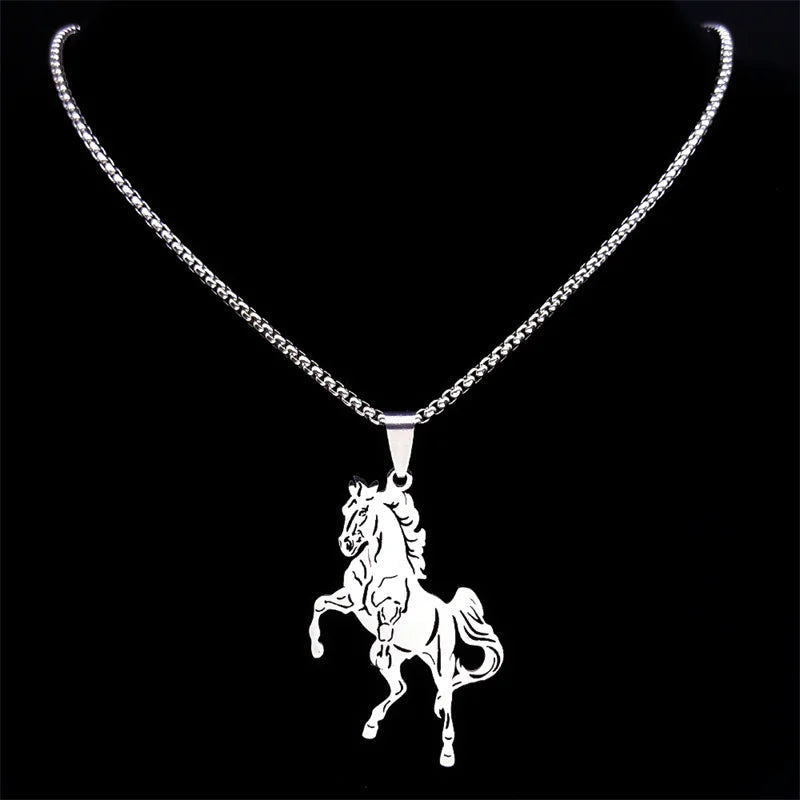 Jumping horse necklace