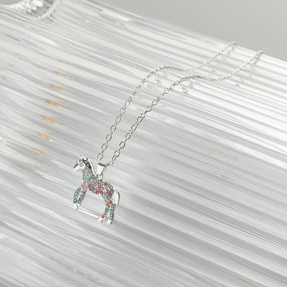 Crystal horse necklace