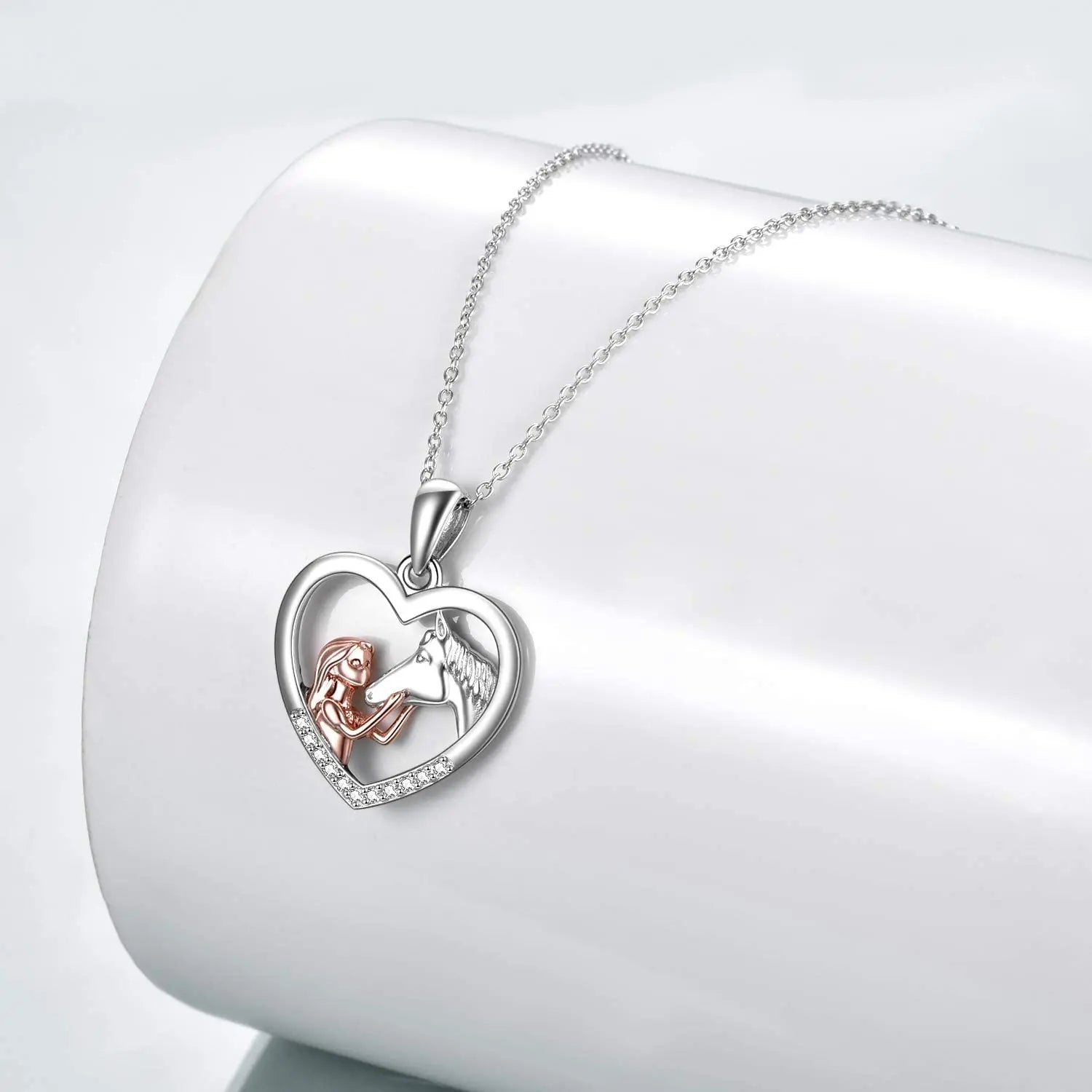 Children's silver horse necklace