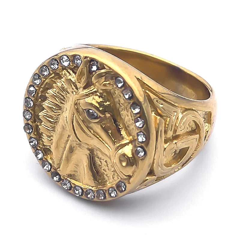 Gold ring with horse head