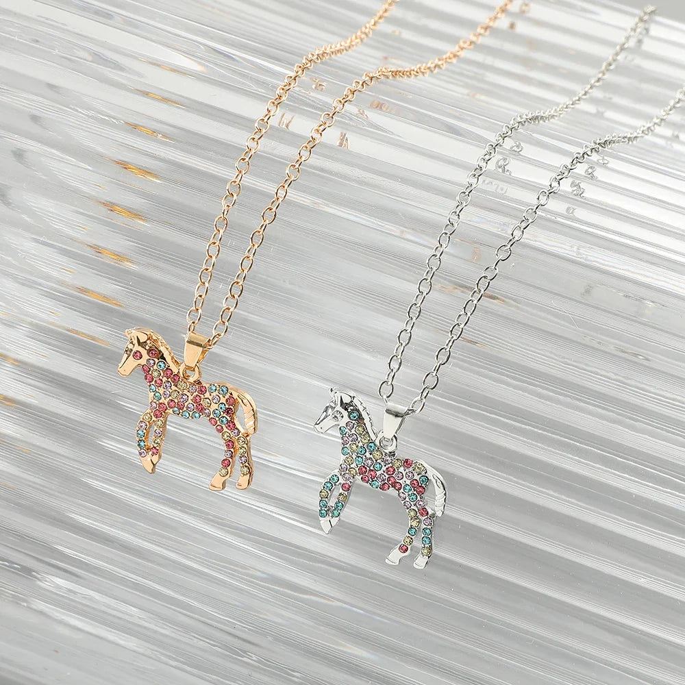 Crystal horse necklace