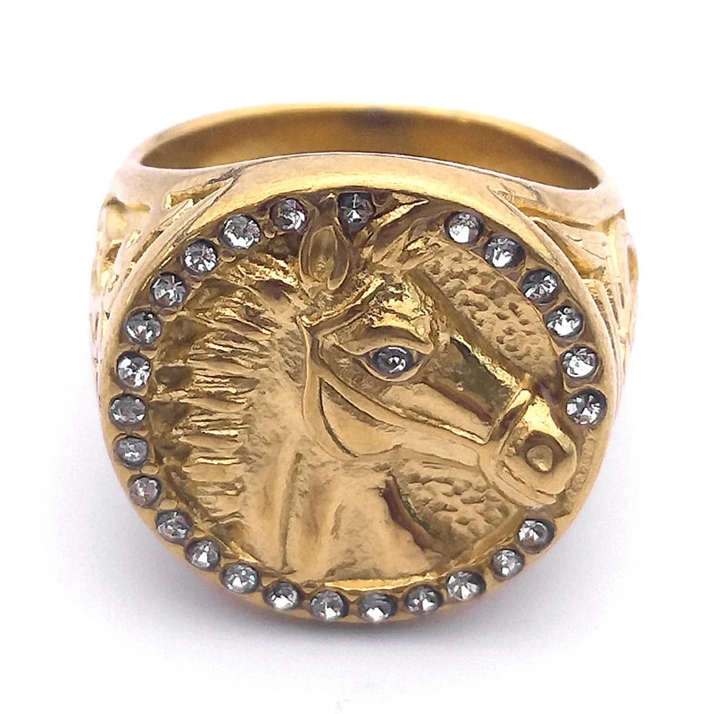 Gold ring with horse head