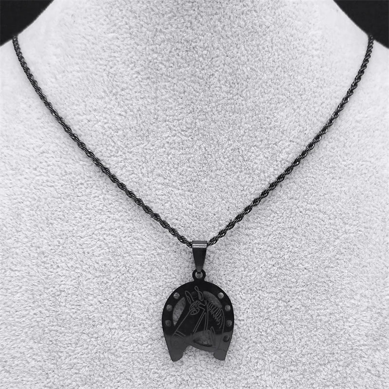 Black horseshoe necklace Dream Horse