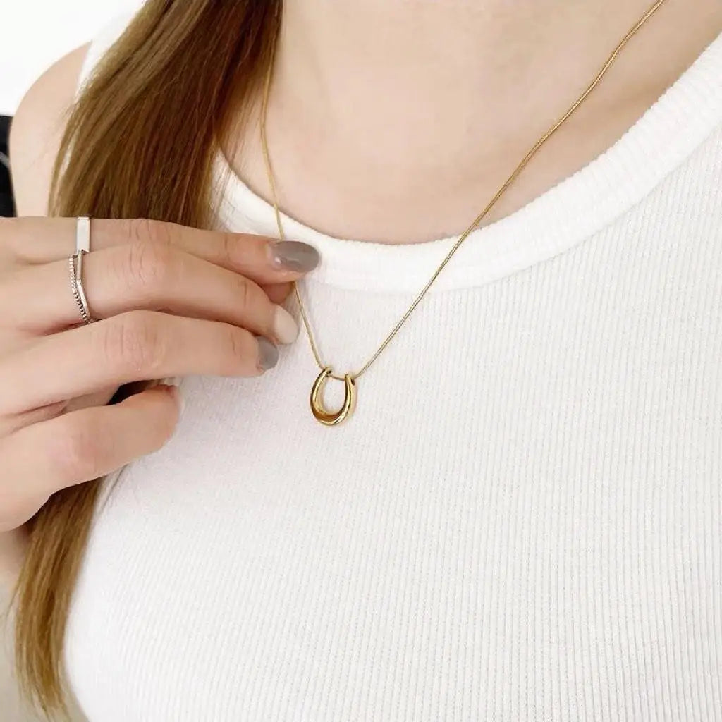 Gold horseshoe charm necklace Dream Horse
