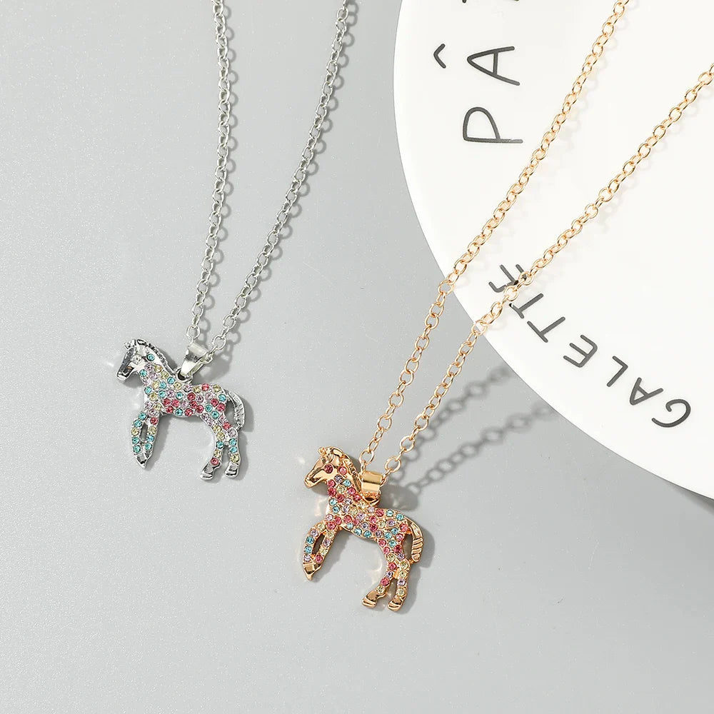 Crystal horse necklace