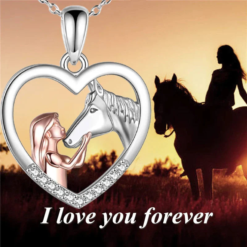 Children's silver horse necklace