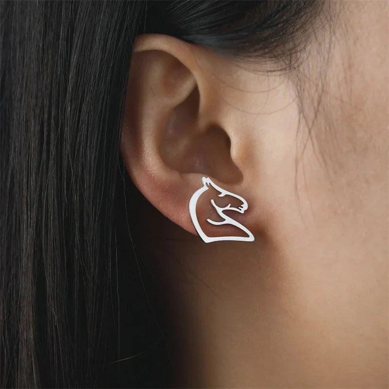 Horse head stud earrings