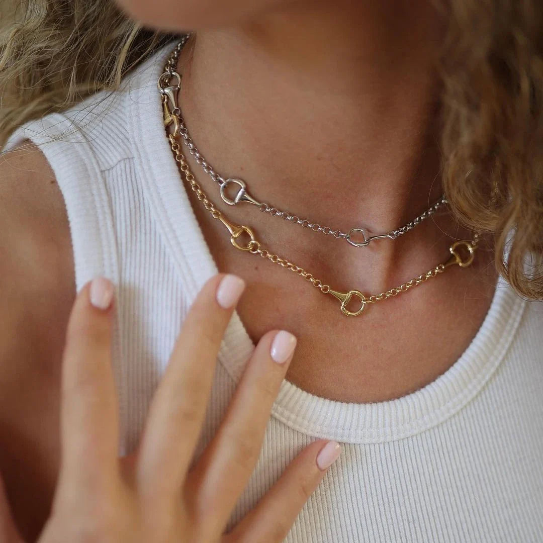 Gold snaffle bit necklace