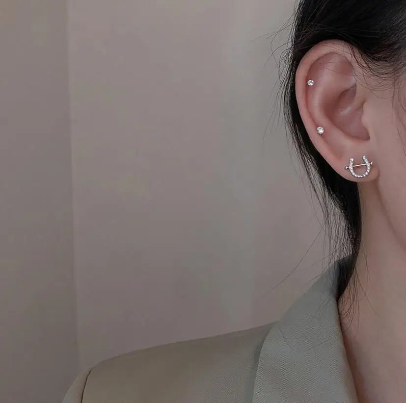 Silver horse shoe earrings