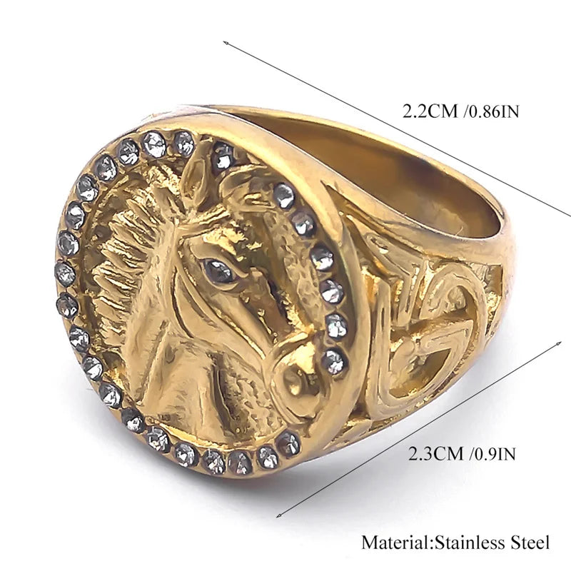 Gold ring with horse head