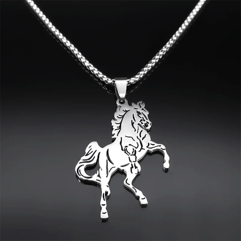 Jumping horse necklace