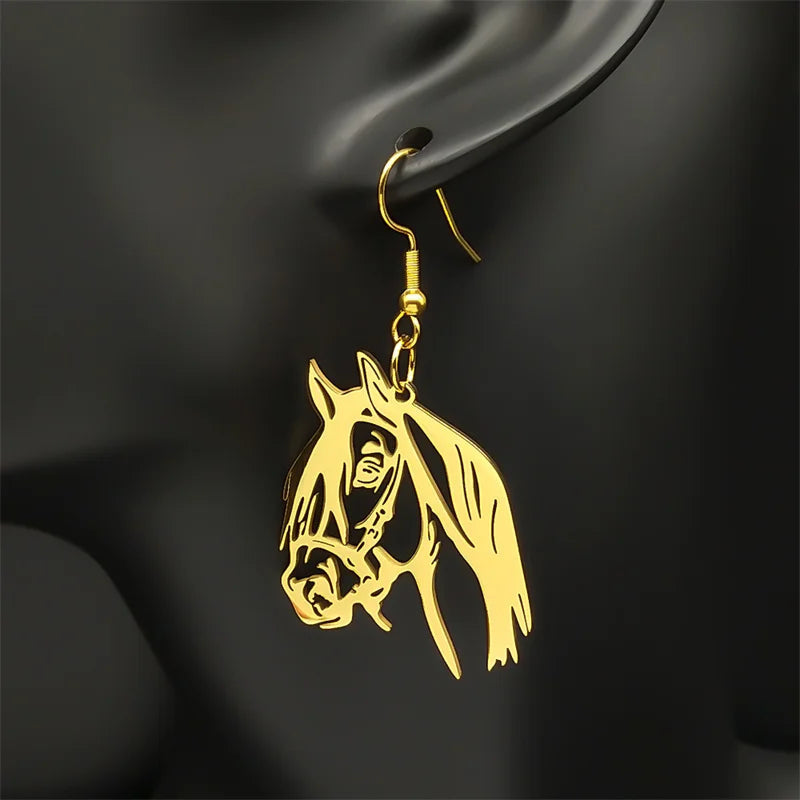 Children's gold horse earrings