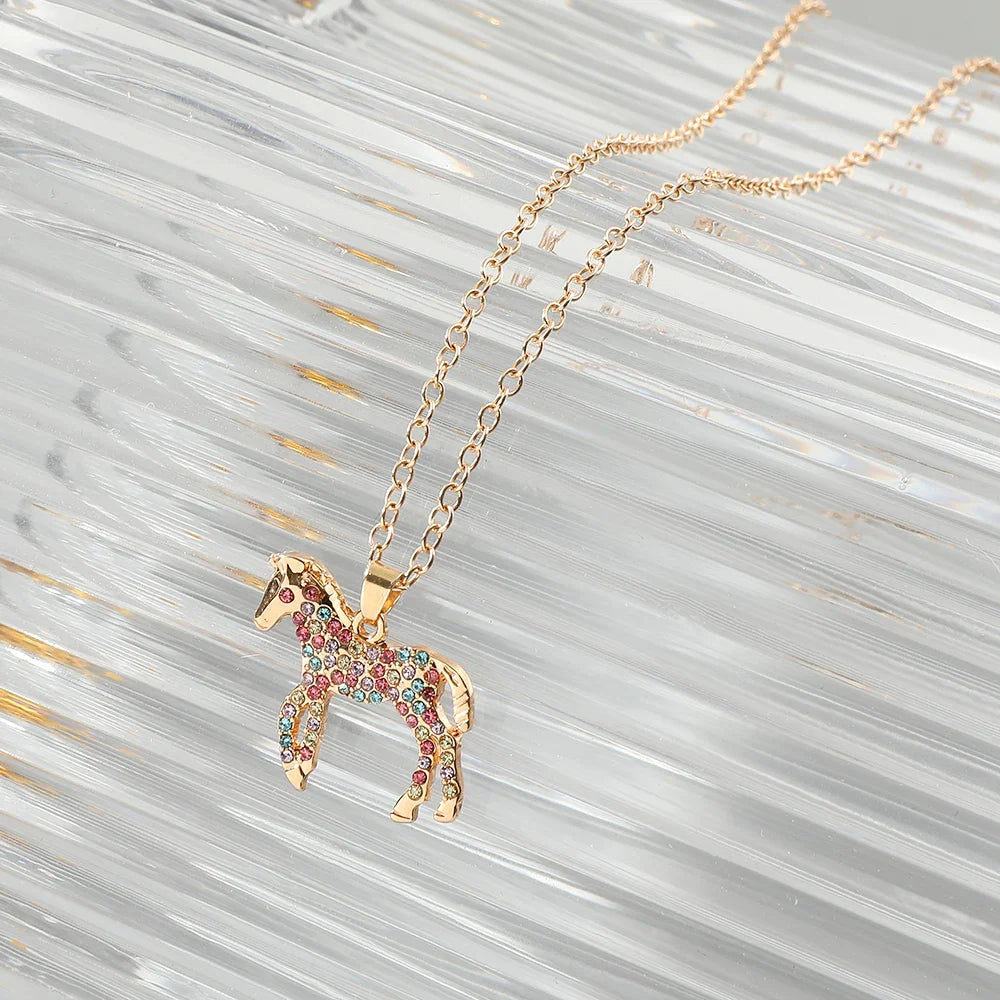 Crystal horse necklace