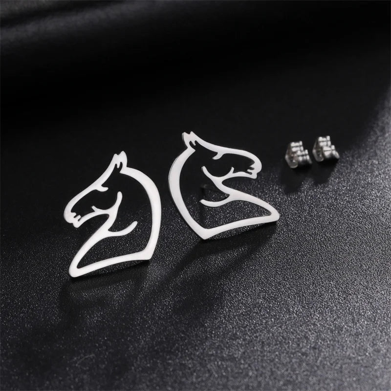 Horse head stud earrings
