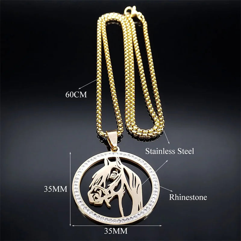 Gold horse head necklace