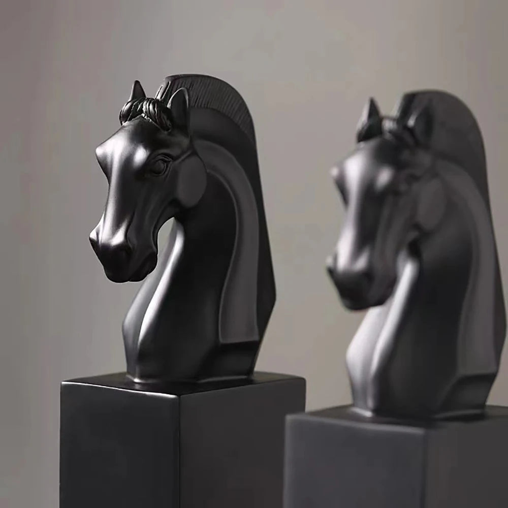 Black horse bookends
