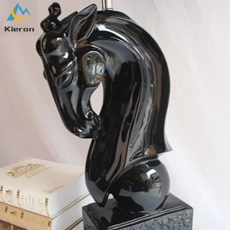 Black horse table lamp
