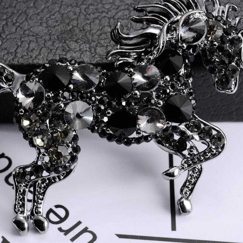 Black Unicorn Horse Brooch - Dream Horse