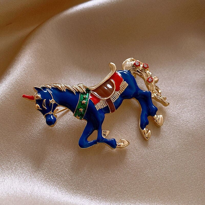 Blue enamel horse brooch for women - Dream Horse