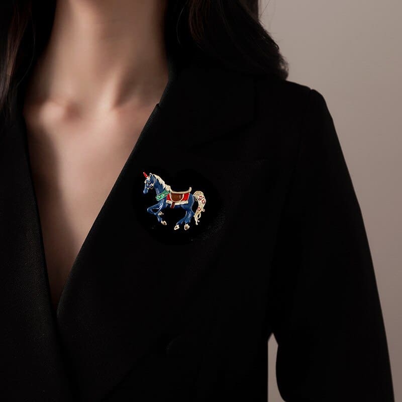 Blue enamel horse brooch for women - Dream Horse