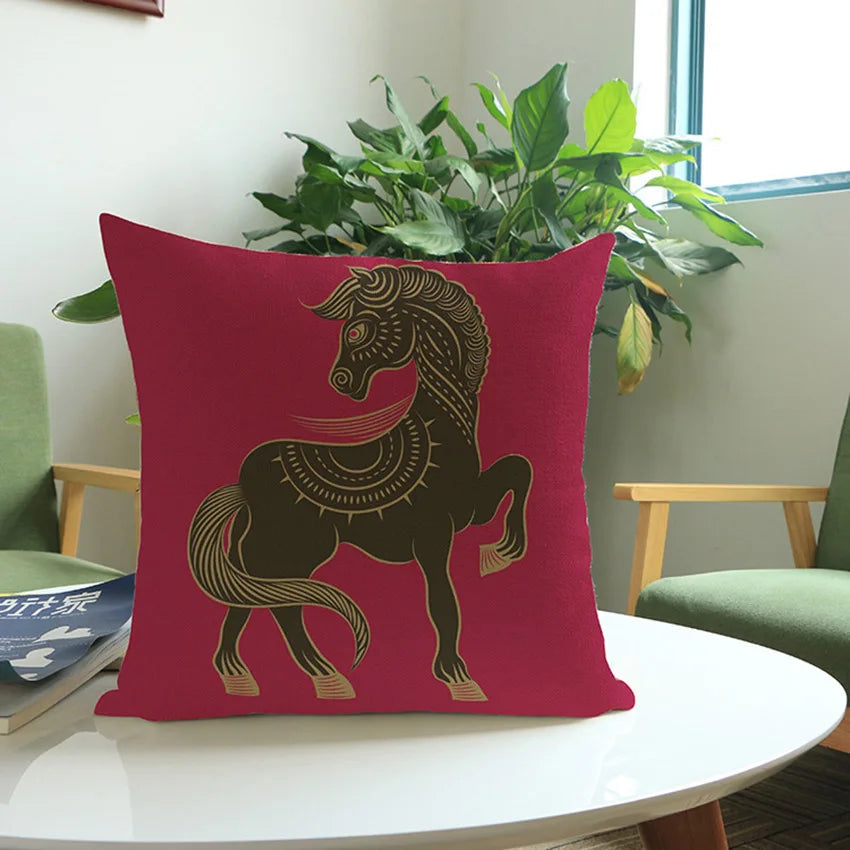 Equestrian pillow cover