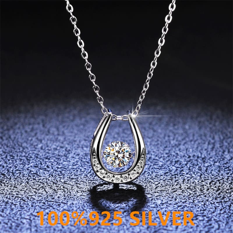 Horseshoe gold necklace charm - Dream Horse