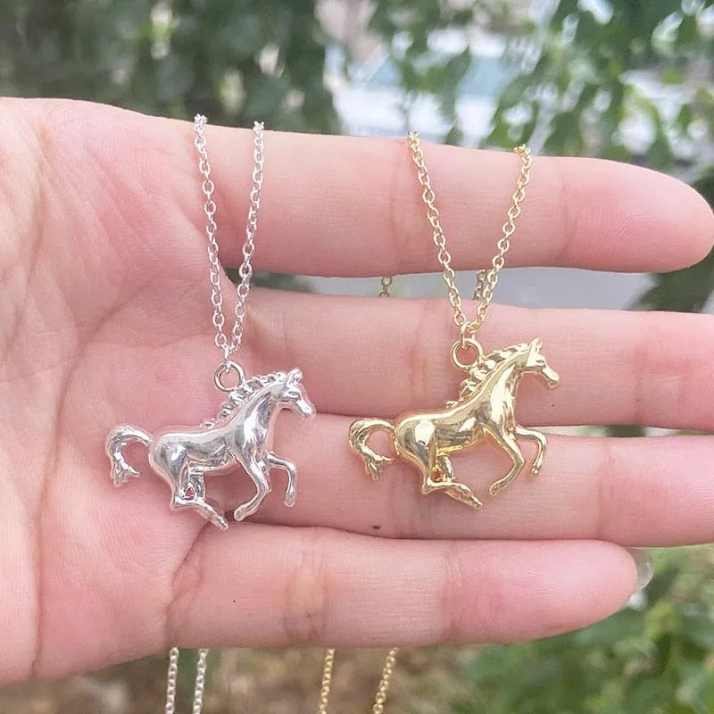 metal racehorse necklaces for women 723