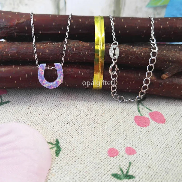 Opal horseshoe necklace