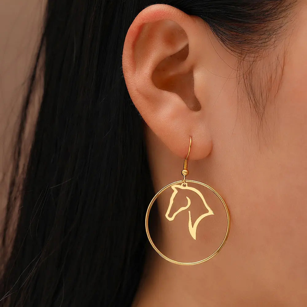 Horse earrings gold