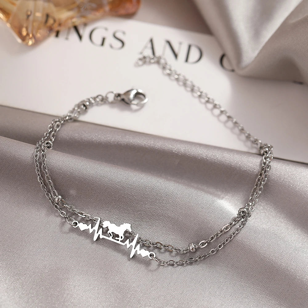 Silver horse charm bracelet