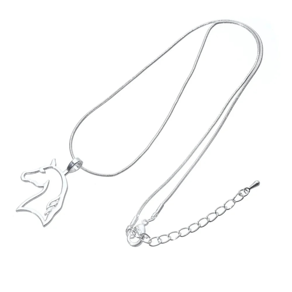 Silver horse head necklace