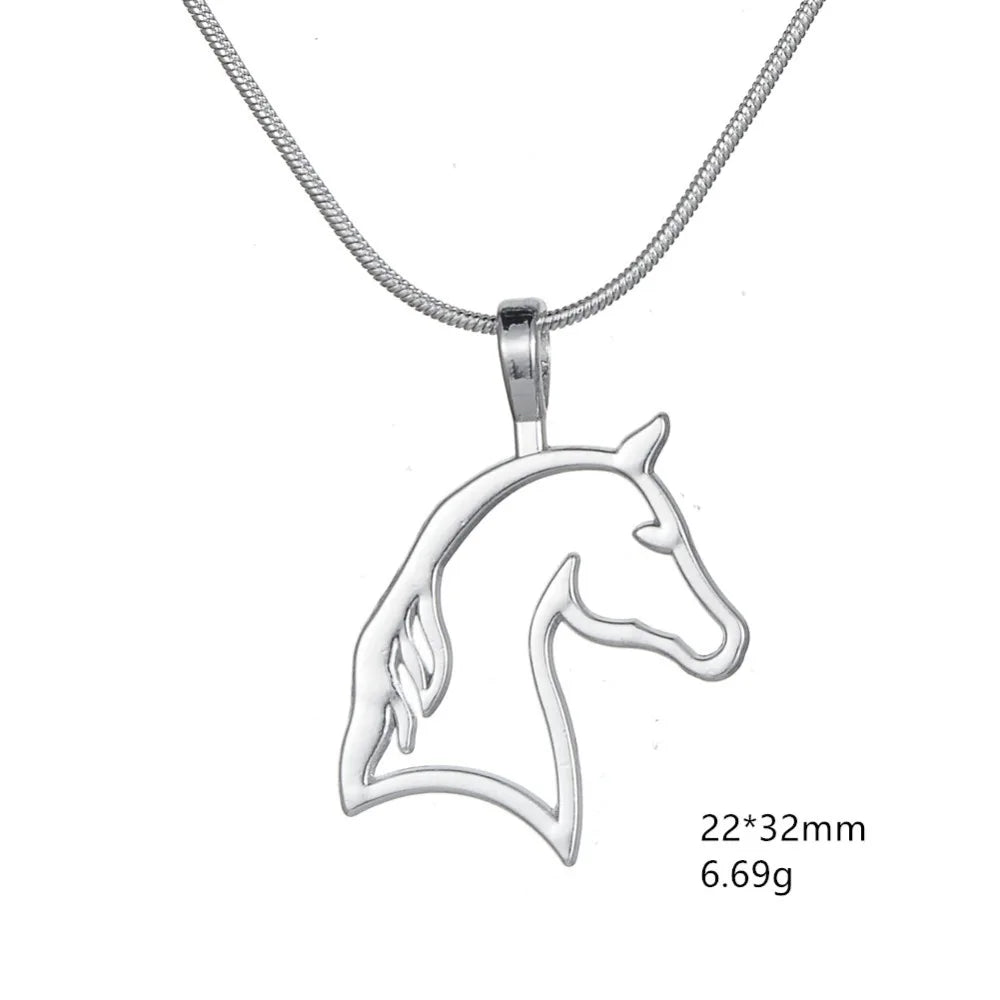 Silver horse head necklace